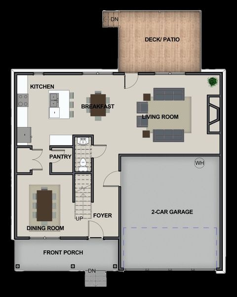 2D floor plan layout for the Wateroak by Riverstone Construction, LLC in Pine Ridge, Soddy-Daisy, TN (Image 6).