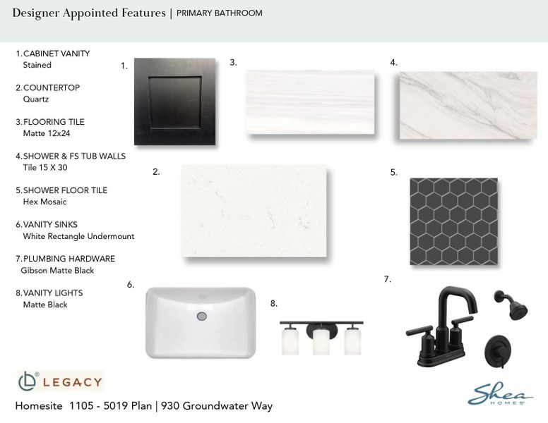 Sample of building materials used in homes in Legacy, League City (Image 4).