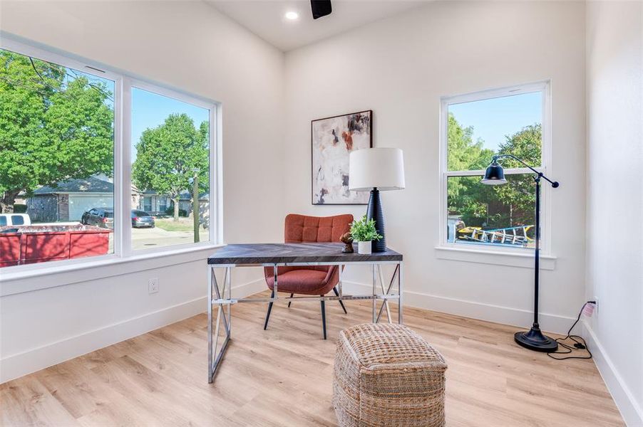 Office featuring light wood finished floors and baseboards Office featuring light wood finished floors and baseboards
