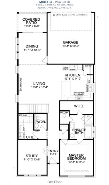2D floor plan layout for the Mirella by Landon Homes in Fields - East Village, Frisco, TX (Image 3). 2D floor plan layout for the Mirella by Landon Homes in Fields - East Village, Frisco, TX (Image 3).