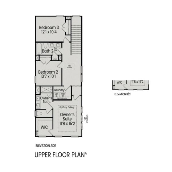 2D floor plan layout for the The Burke C by Davidson Homes LLC in Forestville Yard, Knightdale, NC (Image 5).