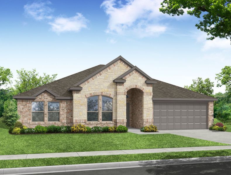 Representative exterior photo of a completed home built from the Dover by Impression Homes in Mountain Valley Lake, Burleson, TX (Image 9). Representative exterior photo of a completed home built from the Dover by Impression Homes in Mountain Valley Lake, Burleson, TX (Image 9).