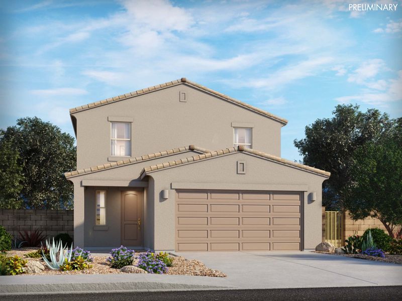 Representative exterior photo of a completed home built from the Revel by Meritage Homes in Valencia Crossing, Tucson, AZ (Image 2).