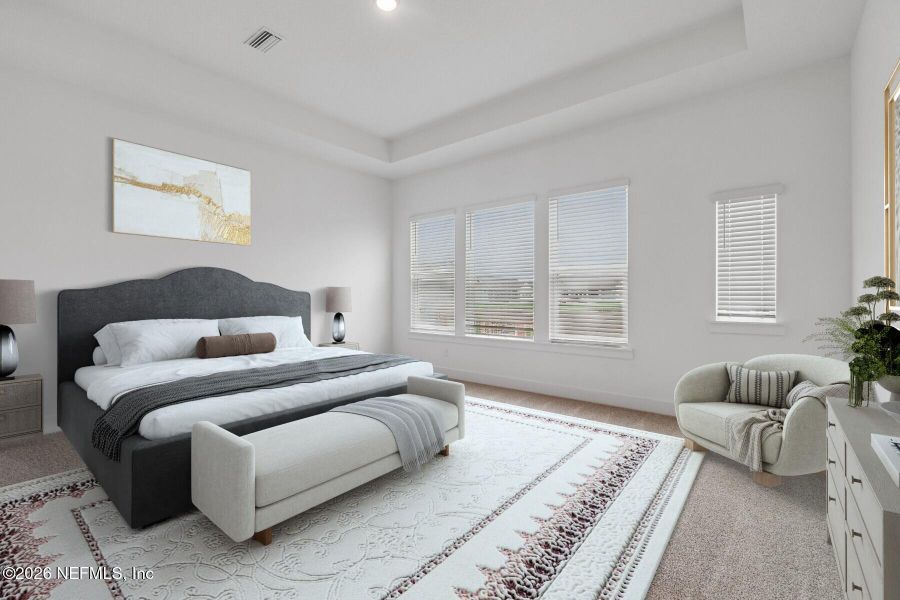 Furnished interior view inside a new home in Kettering at eTown - Paired Villas, Jacksonville (Image 11). Furnished interior view inside a new home in Kettering at eTown - Paired Villas, Jacksonville (Image 11).