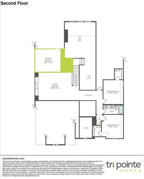 2D floor plan layout of this home in Woodson’s Reserve, Spring, TX (Image 4).
