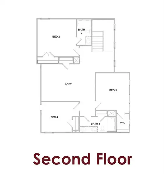 2D floor plan layout of this home in Rosewood Lake Preserve, Hoschton, GA (Image 5).