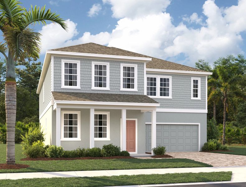 Representative exterior photo of a completed home built from the Griffin II by Ashton Woods in Ardisia Park Estate, New Smyrna Beach, FL (Image 15). Representative exterior photo of a completed home built from the Griffin II by Ashton Woods in Ardisia Park Estate, New Smyrna Beach, FL (Image 15).