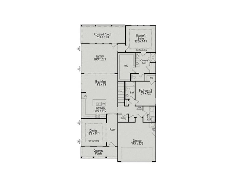 2D floor plan layout for the Birch II C by Davidson Homes LLC in Sage on North Main, Wake Forest, NC (Image 3).