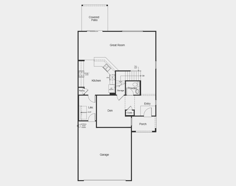 2D floor plan layout for the 2212 by KB Home in Mirador Ridge Blossom, Tucson, AZ (Image 8).