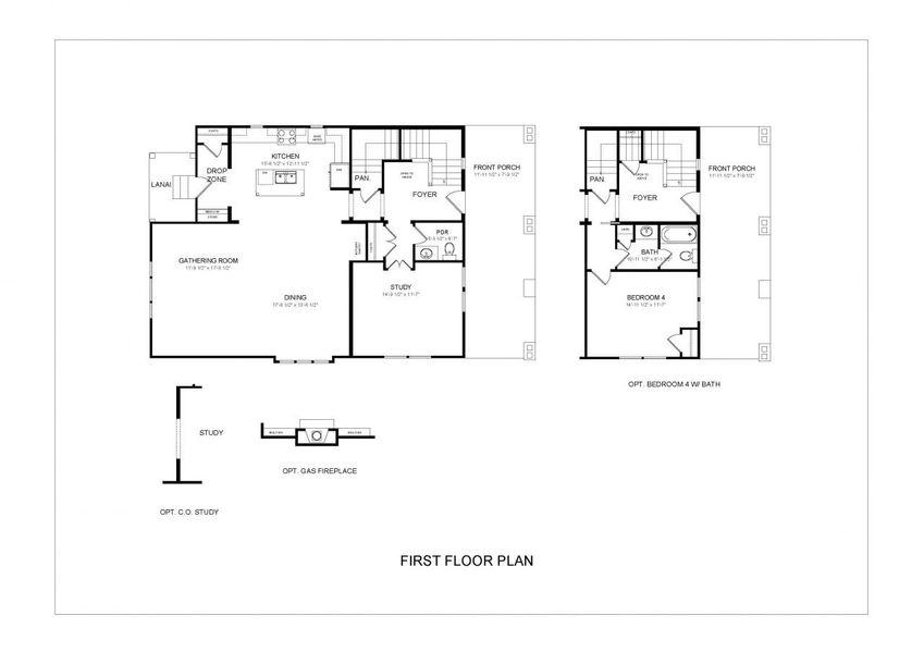 2D floor plan layout for the The Nadin by Avencia Homes in Riverwalk, Rock Hill, SC (Image 3).
