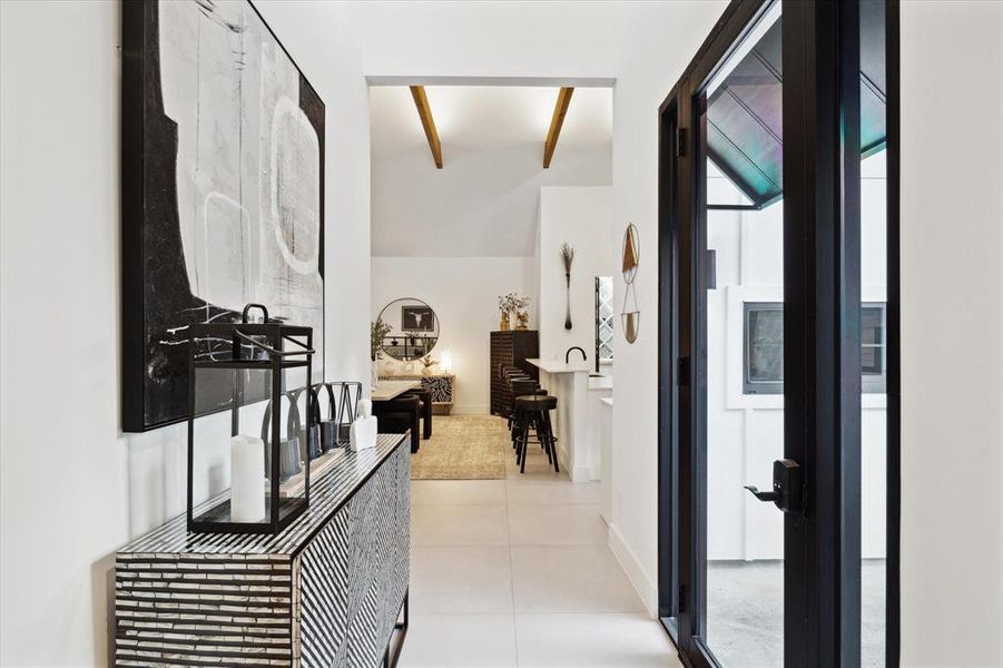 Entry way showcasing the large Spanish Porcelain Floor Tile