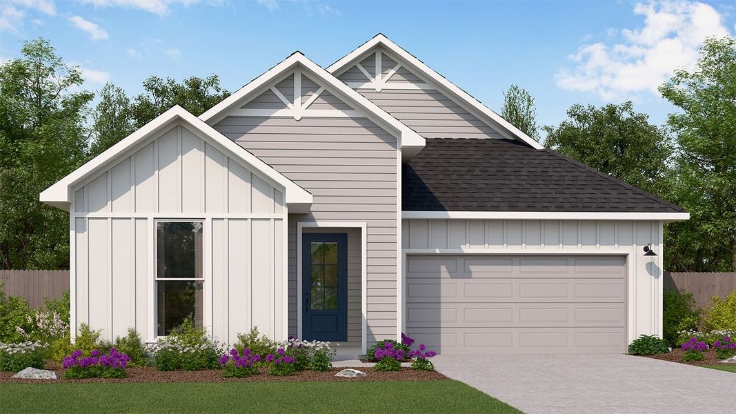 Representative exterior photo of a completed home built from the Hollis by Risewell Homes in Winfrey Estates, Tomball, TX (Image 12). Representative exterior photo of a completed home built from the Hollis by Risewell Homes in Winfrey Estates, Tomball, TX (Image 12).