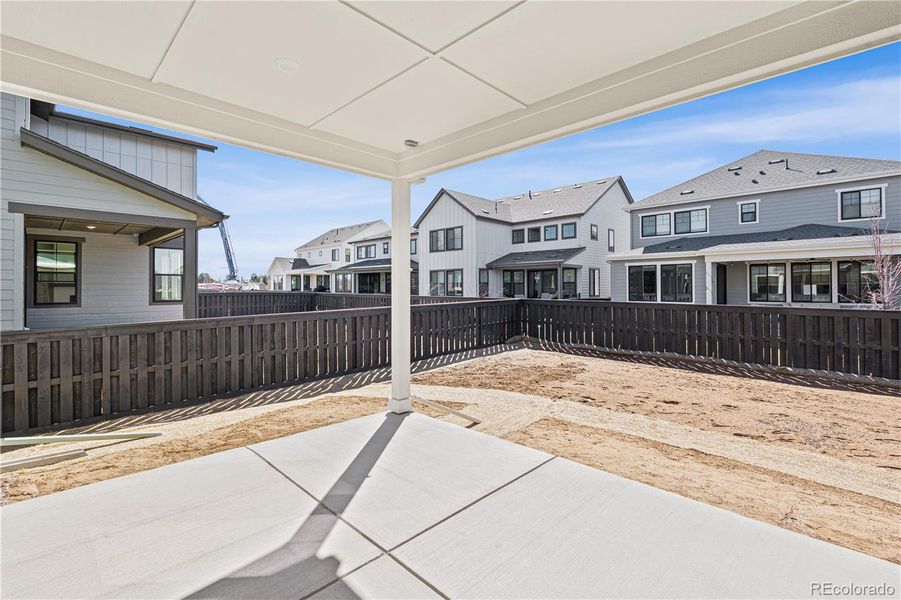 Exterior details and patio area of a home in Harmony at Solstice, Littleton (Image 3). Exterior details and patio area of a home in Harmony at Solstice, Littleton (Image 3).