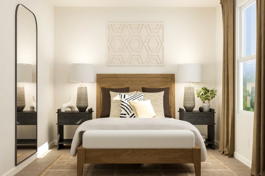 A bed with a white bed spread. A bed with a white bed spread.