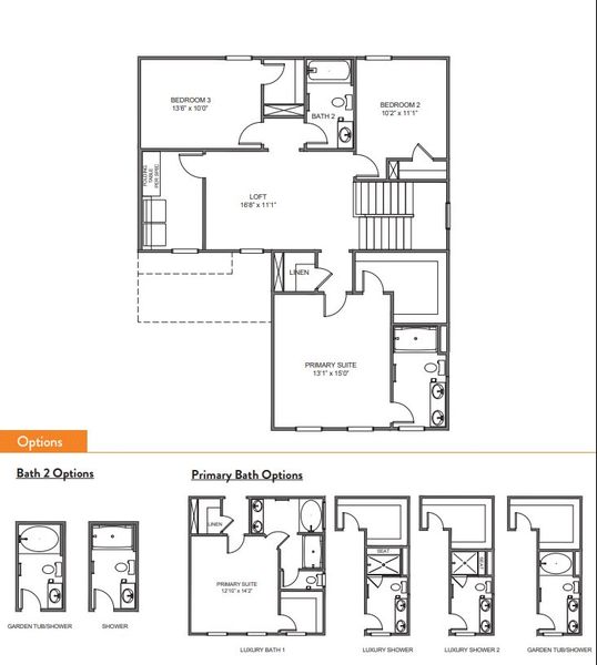 2D floor plan layout for the Reeves by True Homes in Whispering Hills, Locust, NC (Image 5).