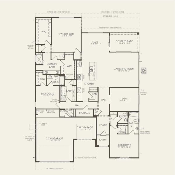 2D floor plan layout for the Renown by Del Webb in Sun City Anthem at Merrill Ranch, Florence, AZ (Image 3). 2D floor plan layout for the Renown by Del Webb in Sun City Anthem at Merrill Ranch, Florence, AZ (Image 3).