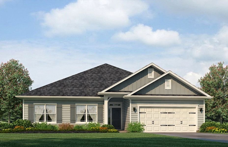 Representative exterior photo of a completed home built from the 2316 by Adams Homes in Hidden Pines, Cameron, NC (Image 19).