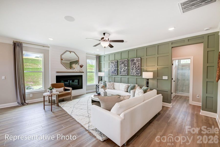 The family room will feature a Cosmo gas fireplace