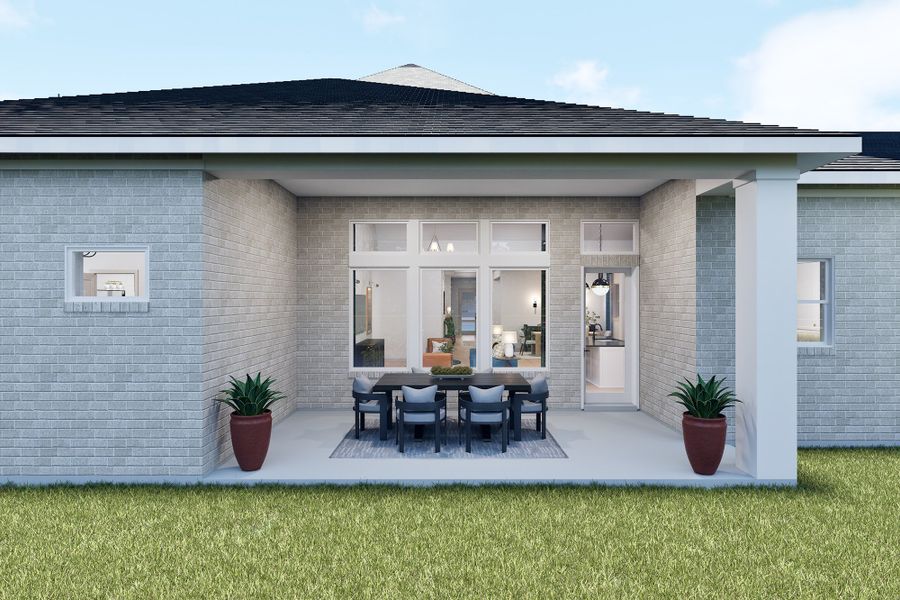 Representative exterior details of a home built from the The Corinth by David Weekley Homes in The Highlands Encore - Harbor Collection, Porter (Image 3).