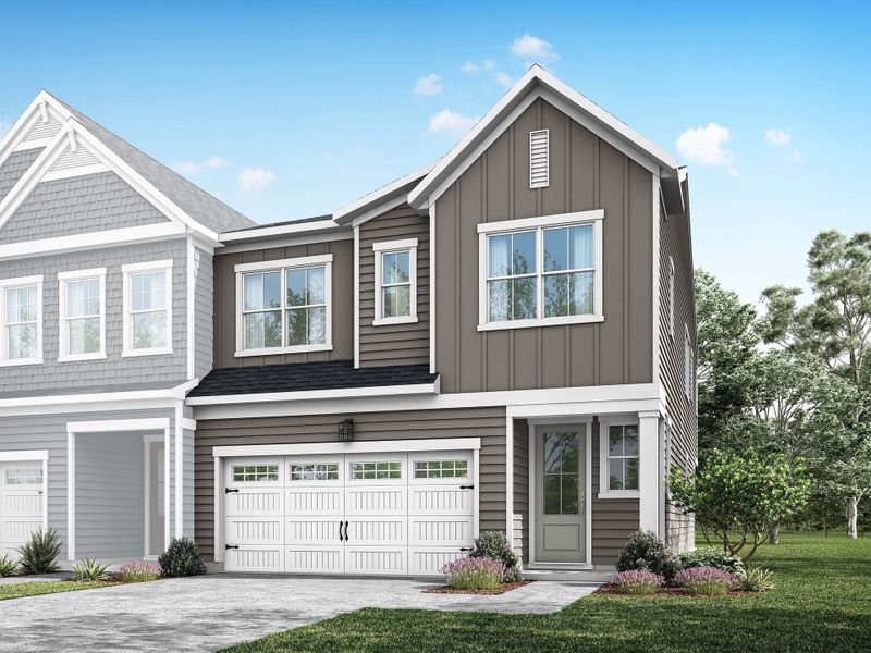 Representative exterior photo of a completed home built from the Rowan by Tri Pointe Homes in The Townes at Willow Park, Cary, NC (Image 14).