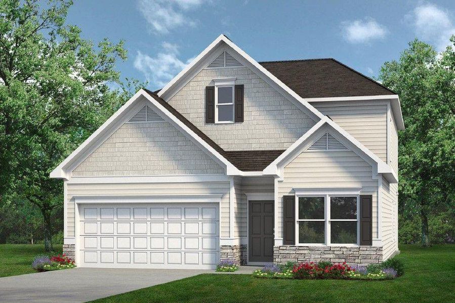 Front exterior of a new home in Sycamore Crest, Calhoun, GA, highlighting curb appeal (Image 1). Front exterior of a new home in Sycamore Crest, Calhoun, GA, highlighting curb appeal (Image 1).