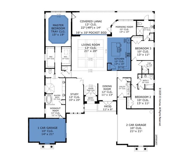 2D floor plan layout for the Bordeaux - Estate Series | 125' Wide Lots by ICI Homes in Prestwick Estates, Ormond Beach, FL (Image 3).