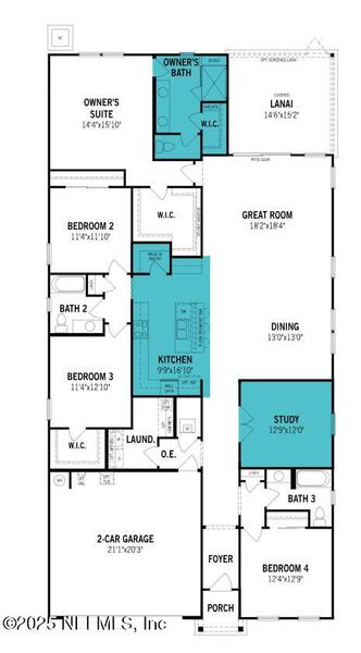 2D floor plan layout of this home in Lakes at Bella Lago, Green Cove Springs, FL (Image 3).