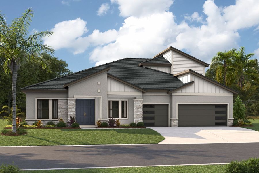Representative exterior photo of a completed home built from the Cedar Key II by Homes by WestBay in Two Rivers, Zephyrhills, FL (Image 21).
