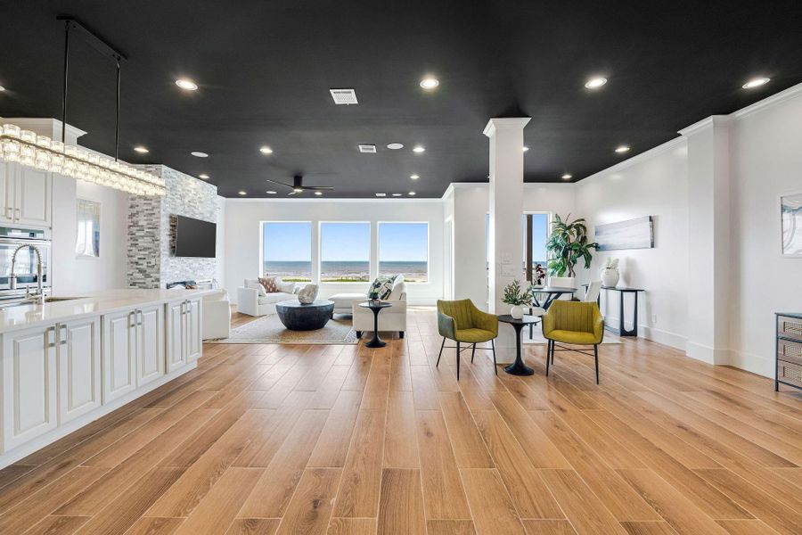 Big space for a dining table.