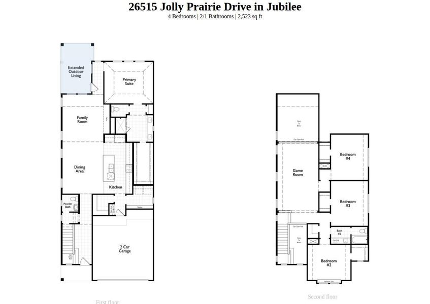 2D floor plan layout of this home in Jubilee, Hockley, TX (Image 2). 2D floor plan layout of this home in Jubilee, Hockley, TX (Image 2).