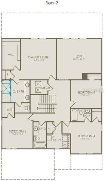 2D floor plan layout of this home in Amelia Groves, St. Cloud, FL (Image 3).