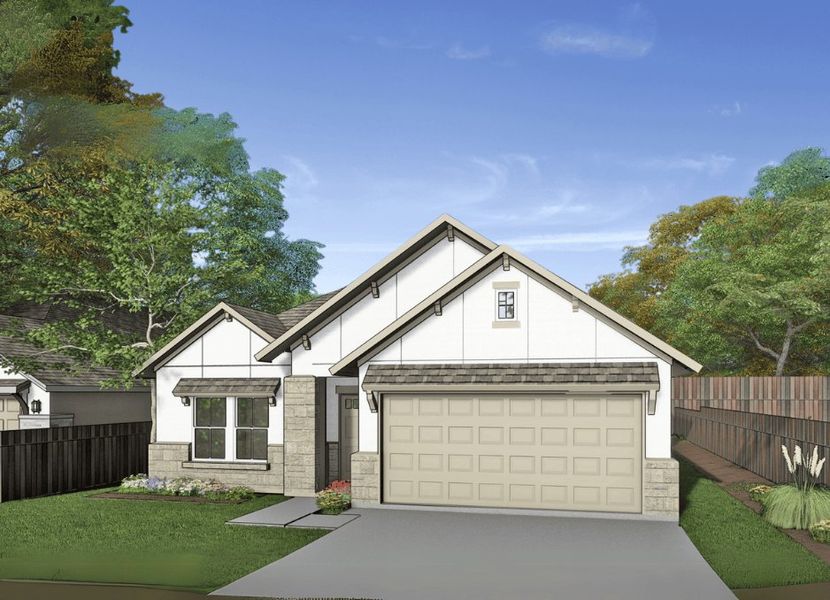 Representative exterior photo of a completed home built from the Lexington 2012 S by Saratoga Homes in Butler Farms, Liberty Hill, TX (Image 2). Representative exterior photo of a completed home built from the Lexington 2012 S by Saratoga Homes in Butler Farms, Liberty Hill, TX (Image 2).