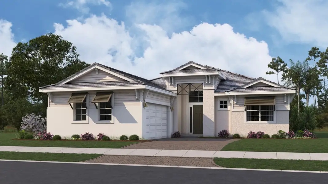 Representative exterior photo of a completed home built from the Rebecca by Kolter Homes in Esprit at Avenir, Palm Beach Gardens, FL (Image 2). Representative exterior photo of a completed home built from the Rebecca by Kolter Homes in Esprit at Avenir, Palm Beach Gardens, FL (Image 2).