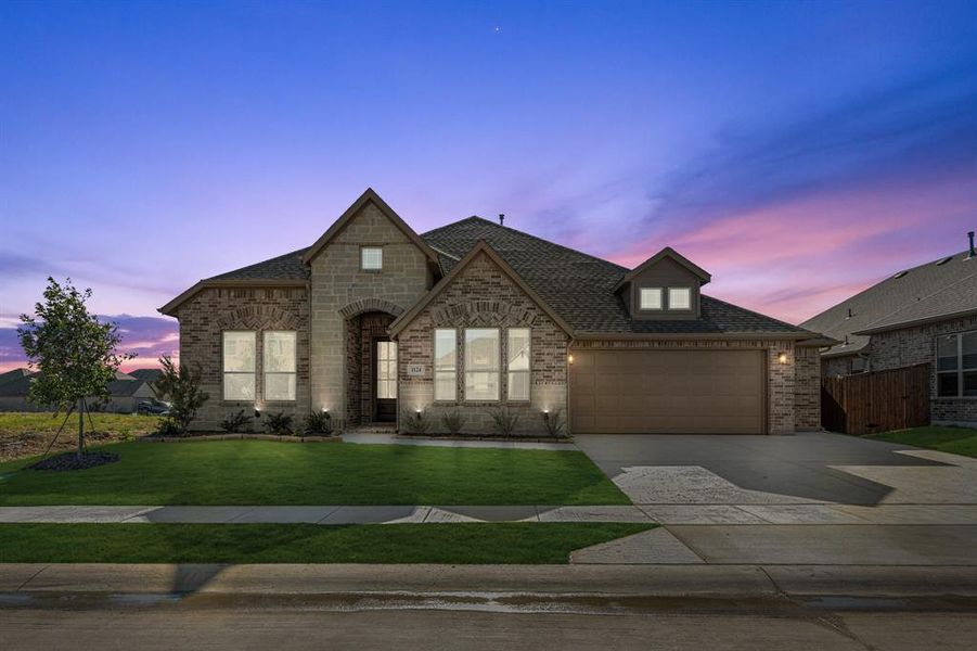 Front exterior of a new home in Timberbrook 3B-4A, Justin, TX, highlighting curb appeal (Image 2).