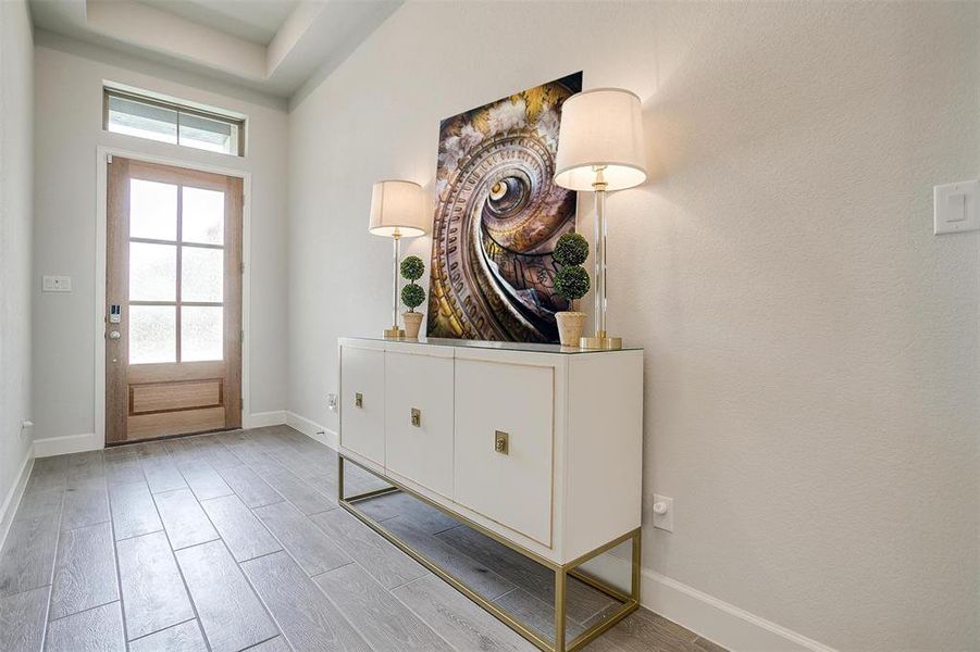 Foyer featuring wood finished floors Foyer featuring wood finished floors