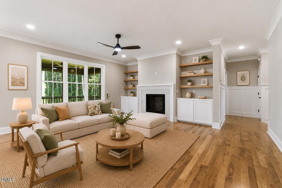 Fireplace staged