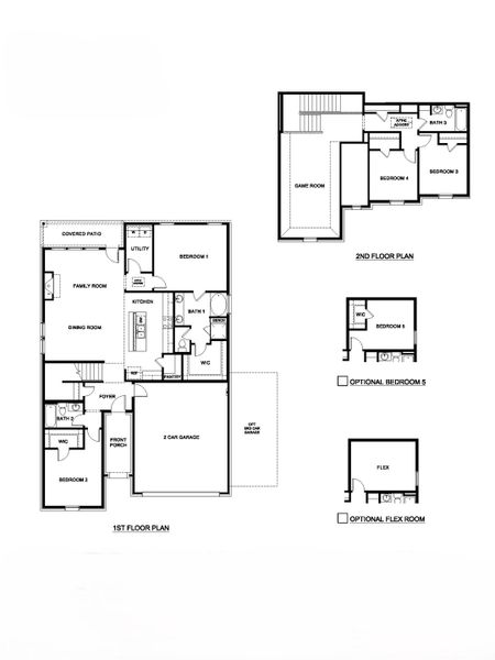 2D floor plan layout for the Estes by D.R. Horton in The Landing at Hidden Lakes, McKinney, TX (Image 3).