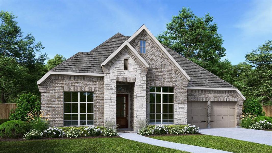 Front exterior of a new home in The Parks at Wilson Creek, Celina, TX, highlighting curb appeal (Image 1). Front exterior of a new home in The Parks at Wilson Creek, Celina, TX, highlighting curb appeal (Image 1).