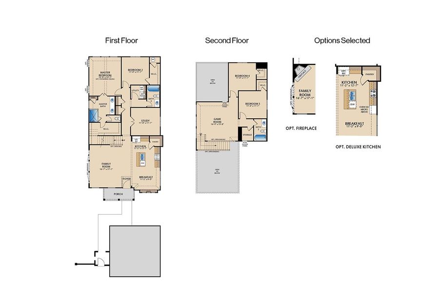 2D floor plan layout of this home in The Reserve at Spiritas Ranch, Little Elm, TX (Image 4).