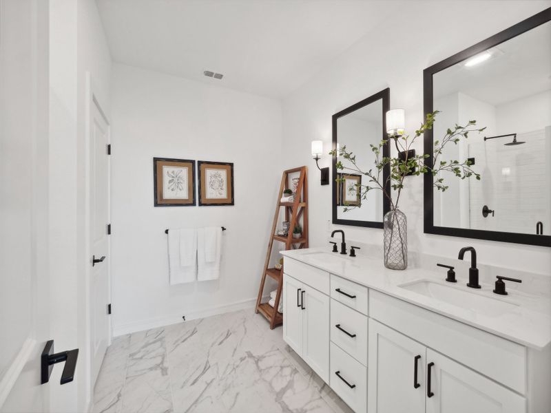 Primary bath features vanity with dual sinks Primary bath features vanity with dual sinks