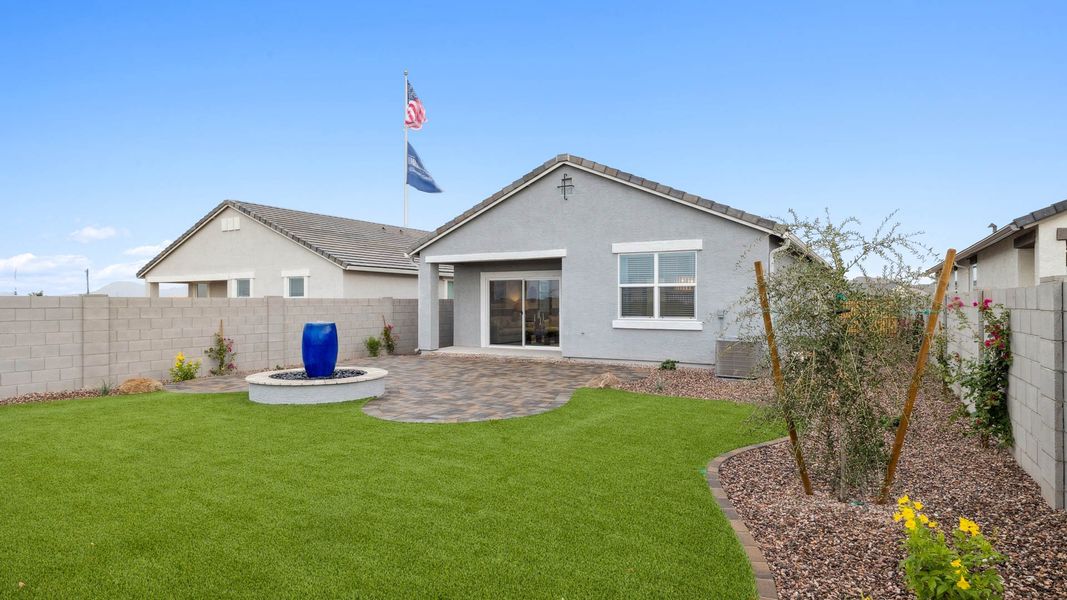 Exterior details and patio area of a home in Radiance at Superstition Vistas, Apache Junction (Image 3).