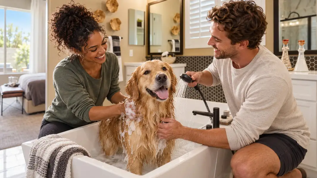 DRB Homes Couple Bathing Dog DRB Homes Couple Bathing Dog