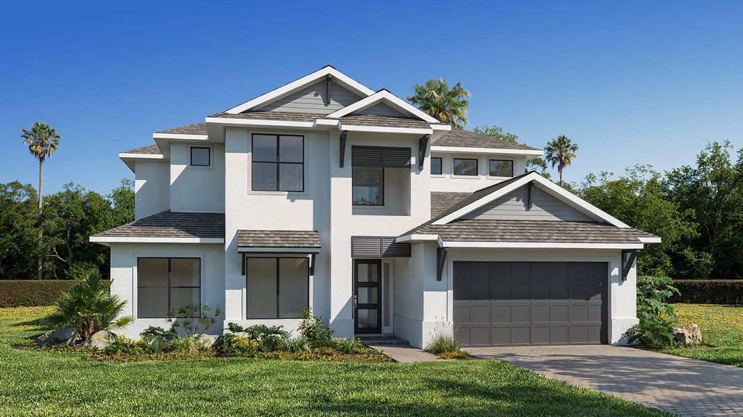 Representative exterior photo of a completed home built from the 3638F by Perry Homes in Turnleaf, Punta Gorda, FL (Image 2). Representative exterior photo of a completed home built from the 3638F by Perry Homes in Turnleaf, Punta Gorda, FL (Image 2).