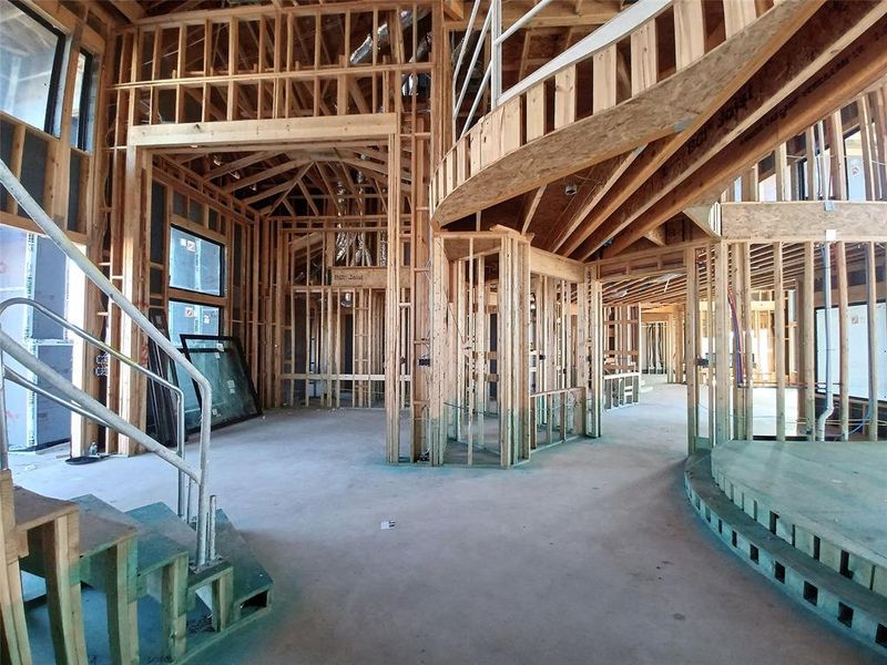 View of the Foyer & Formal Dining Room towards the Butler's Pantry, Kitchen and Family Room that is underway.