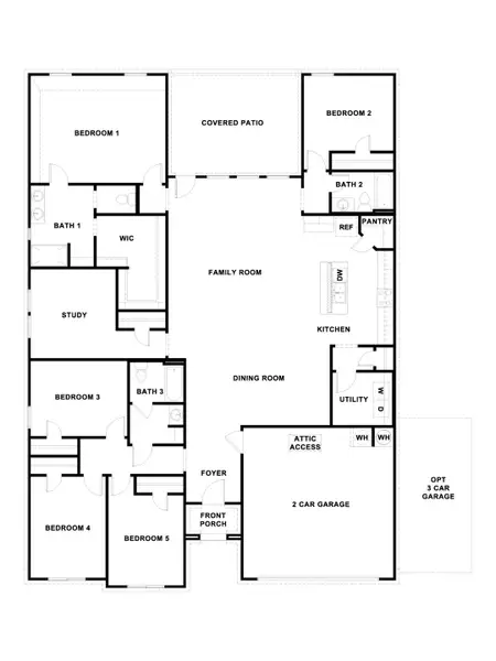 2D floor plan layout of this home in Sonoma Oaks, Fredericksburg, TX (Image 3).