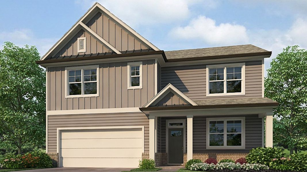 Representative exterior photo of a completed home built from the Hayden by D.R. Horton in Hamptons at Riverwood South, Dallas, GA (Image 18). Representative exterior photo of a completed home built from the Hayden by D.R. Horton in Hamptons at Riverwood South, Dallas, GA (Image 18).