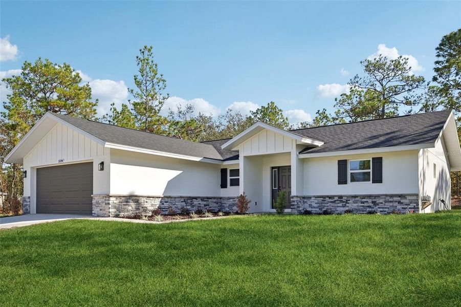 Front exterior of a new home in , Brooksville, FL, highlighting curb appeal (Image 2). Front exterior of a new home in , Brooksville, FL, highlighting curb appeal (Image 2).