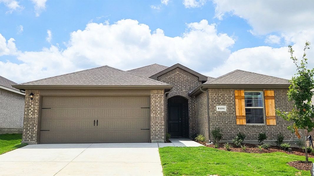 Front exterior of a new home in Bluff Springs, Ferris, TX, highlighting curb appeal (Image 1). Front exterior of a new home in Bluff Springs, Ferris, TX, highlighting curb appeal (Image 1).