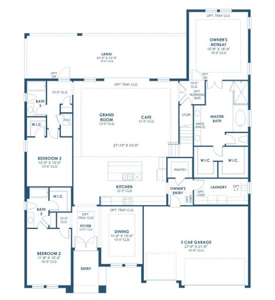 2D floor plan layout for the Cedar Key II by Homes by WestBay in Pasadena Ridge, Pasadena Hills, FL (Image 3).