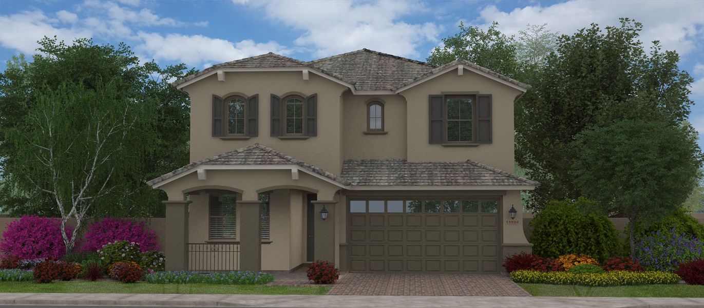 Representative exterior photo of a completed home built from the Tamber Bey by Fulton Homes in Calistoga at Promenade, San Tan Valley, AZ (Image 5).